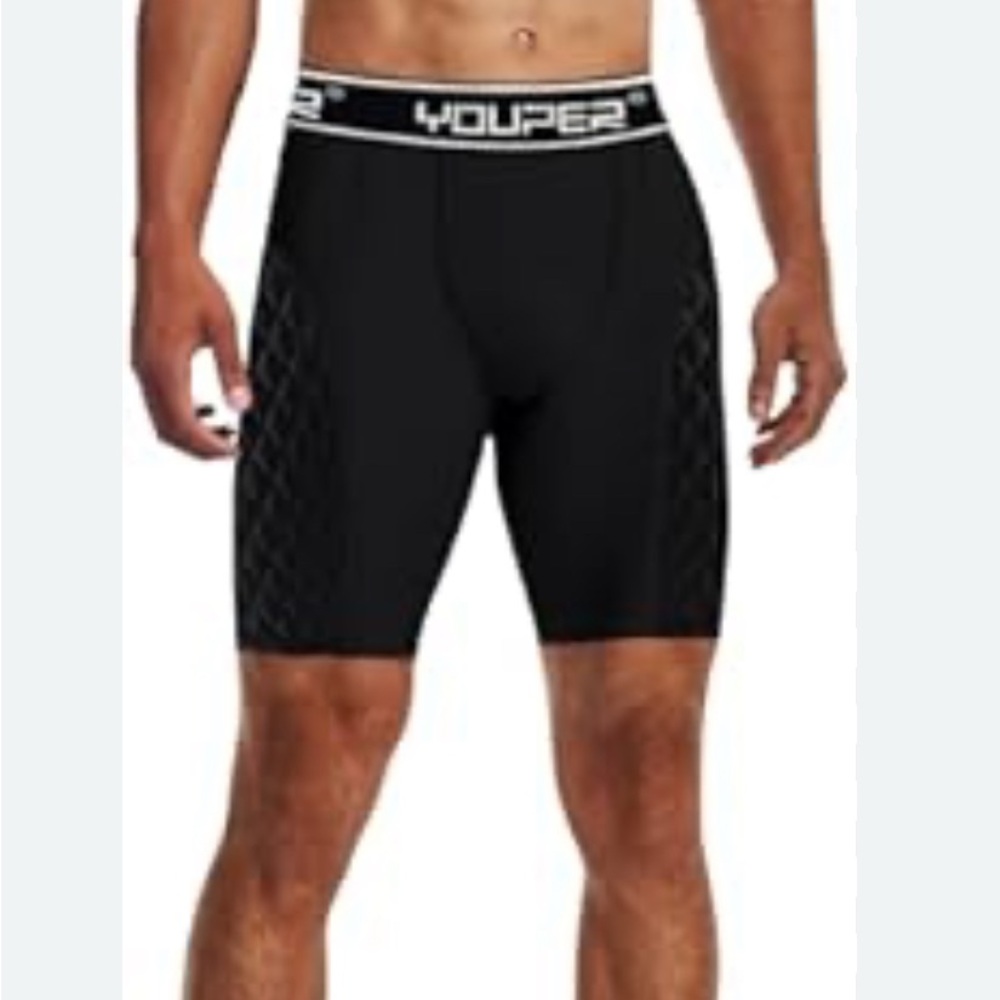 Youth Boys Padded shorts with protective cup Black Protective Shorts XL NWT